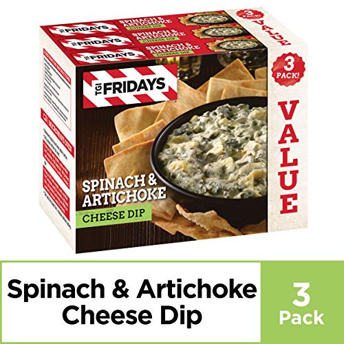 T G I Fridays Spinach & Artichoke Cheese Dip Value Pack Frozen Snack (3 ct Box, 8 oz Cartons)