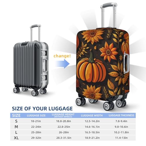 Autumn Pumpkin Leaves Print Luggage Covers For Suitcase,Elastic Washable & Stretchable Suitcase Covers For Luggage, Anti-Scratch - Fits 18-32 Inch Luggage-No Luggage Included4