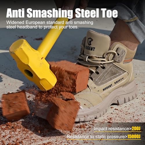 Image of Steel Toe Boots for Men Women Comfortable Lightweight Work Boots for Men Industrial Construction Boot Non Slip Work Shoes