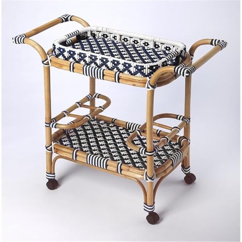 Islandlivingrattanbarcartinblueandwhite  Urban Country Home Decor Island living rattan bar cart in blue and white  urban country home decor
