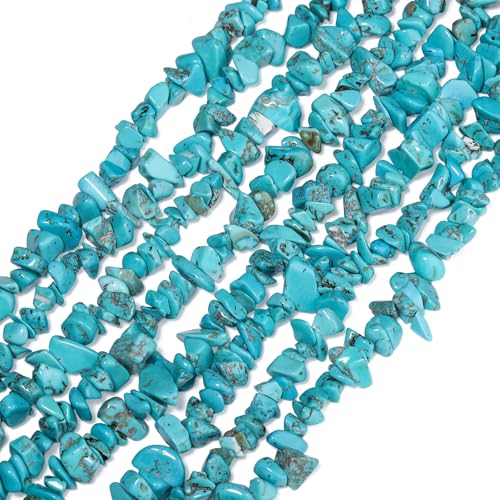 30in Turquoise Natural Chip Stone Beads 5-8mm About 230pcs Irregular Drilled Blue Green Bead for Bracelets Jewelry Making Supplies for Adults DIY Crafts.