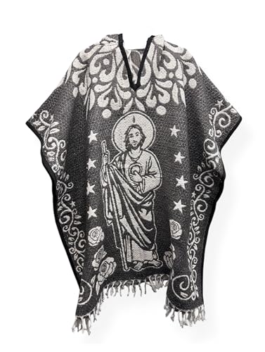 St Jude Our Lady of Guadalupe Poncho Cape Shawl Blanket Virgen San Judas Tadeo Zarape Gaban Cobija Unisex Indigenous Handmade