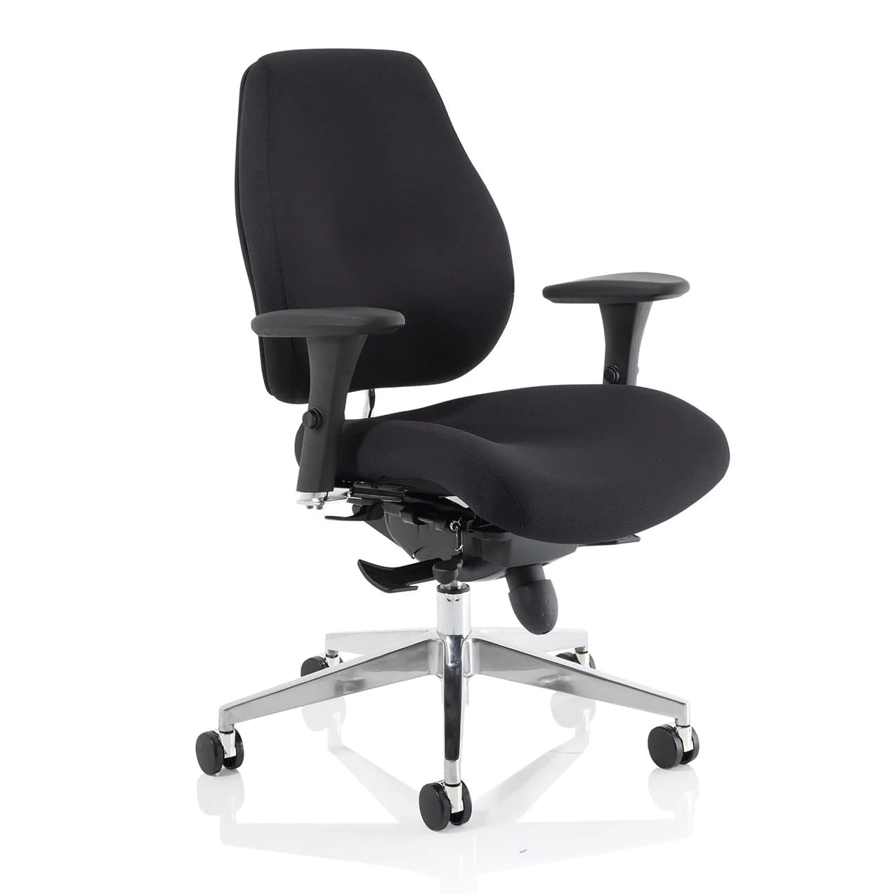 OPO Chiro Plus Posture Chair with Adjustable Arms | Executive Swivel Chair with High Back Large Seat and Tilt Mechanism | Polished Chrome 5 Star Base None