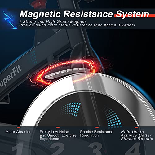 Goplus Magnetic Stationary Bike, Indoor Exercise Cycling Bike Smooth Belt Drive W/ Heart Rate, LCD Monitor, Full Adjustment Near-silent Home Cardio Workout Spin Bike