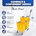 PLASTIC PRINCE Mop Bucket with Wringer on Wheels Small 5 Gallon, Heavy Duty Dual Chamber Industrial Mop Bucket Separate Dirty Water, Perfect for Business Household, 20 Quart Yellow
