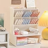 Arabest Desk Pen Organizer, Pen Holder Organizer, Pencil Organizer with 7 Compartments and 1 Drawer, Marker Desk Organizer, Desk Organizer and Accessories for School, Home, Office