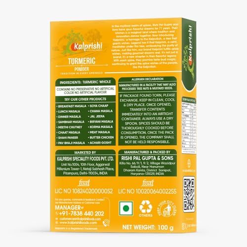 Image of Kalprishi Turmeric Powder With Natural Oils, Haldi For Curry, Tadka 100g, Haldi Powder (100gx5)
