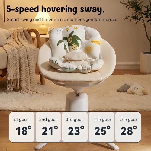 Image of StarAndDaisy Baby Rockers for 0 to 2 Years, Baby Multi Functional Rocker /Rocking Chair for Babies Infants & Toddler with 5-Level Automatic Swing & Bouncer, Bluetooth Music, Remote Control - Beige