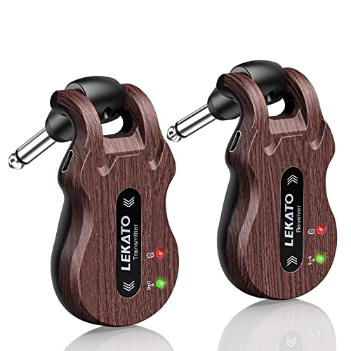 Image of LEKATO 5.8GHz Wireless Guitar System, 24-Bit Audio Transmitter and Receiver for Live Stage and Studio Practice, 220 Rotatable Plug Fits Electric Bass, Grain