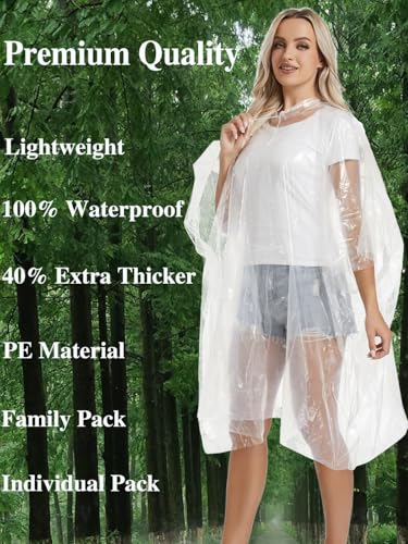 HOOMBOOM Clear Rain Ponchos: Lightweight Waterproof Outdoor Gear for Any Weather – 4 Pack - Image 5