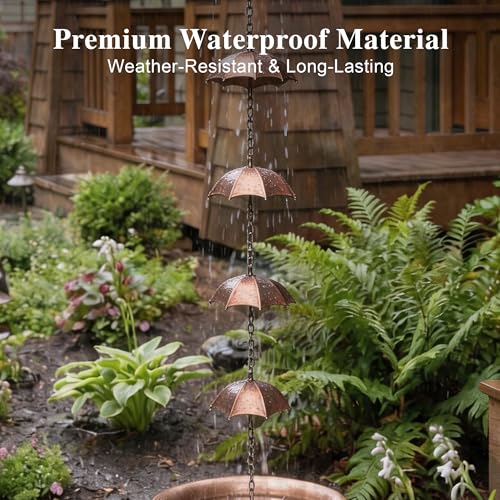 TZSSP Rain Chains Decorative Rain Chain Bell for Gutters Downspout, Metal, 6 Length Umbrella by TZSSP - Image 5