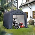 PHI VILLA 8x12ft Storage Shelter Shed, Portable Carports Outdoor Garage Canopy with Roll up Zipper Doors & Vents Waterproof UV Resistant Garages Tent for Cars,Boats,Tools, Motorcycle, Gray