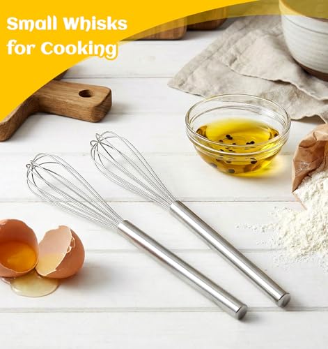 2PCS Tiny Whisk, Silver Mini Whisks for Cooking Stainless Steel, Compact Small Whisk for Eggs, Sauces & Coffee Prep, (10.5 * 1 Inch) - Image 5