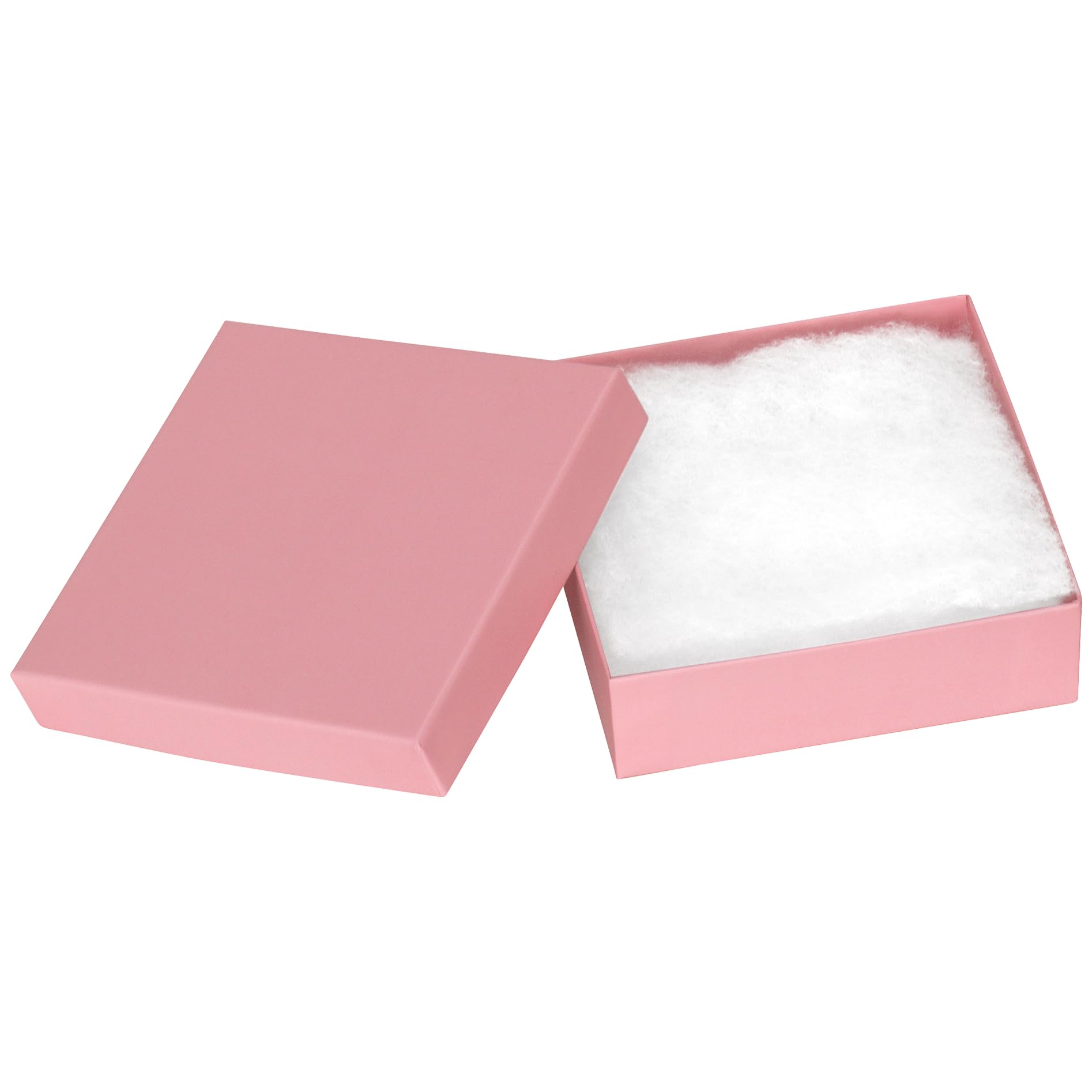 Cardboard Jewelry Boxes 10 Pack -8.9 x 8.9 x 2.5cm Bulk Cotton Filled Small Gift Boxes with Lids for Jewellery Packaging (Baby Pink) โ image 1