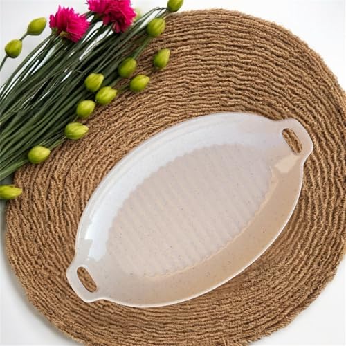 Image of Serving Platter | Melamine Snack Platter | Multi-Purpose Kitchen Serving Platter | Versatile Chip and Dip Tray for Snacks, Starters & Desserts | Lightweight & Dishwasher Safe | Set of 3 (CREAM)