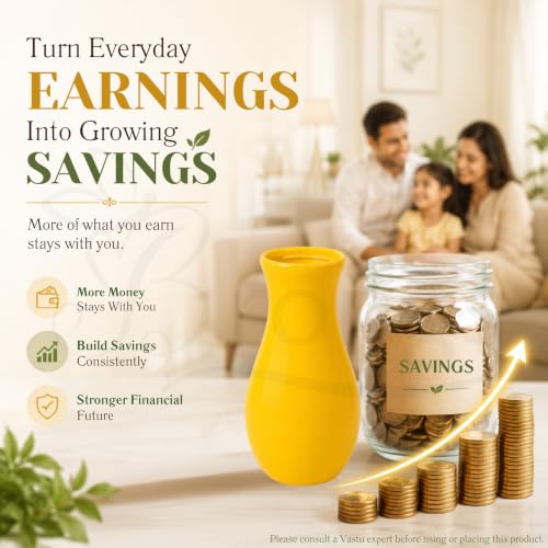 Image of Vastu Yellow Vase |Size- 7 Inch Approx | Decorative Resin for Home & Office Decor | Elegant Modern Yellow for Living Room, Table & Gifting | Pack of 1
