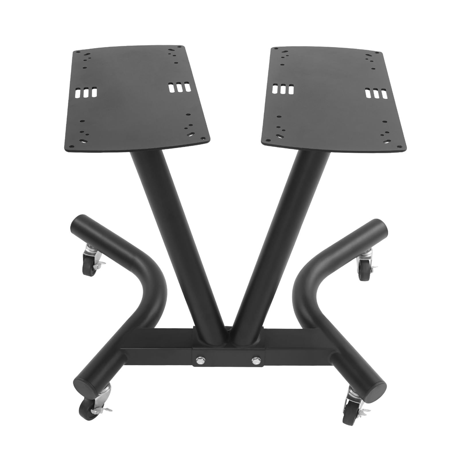 Soporte para mancuernas compacto, soporte de metal ajustable, soporte de pesas multifuncional con ruedas universales, soporte para pesas de hasta 50 kg, 67 x 46 x 54 cm