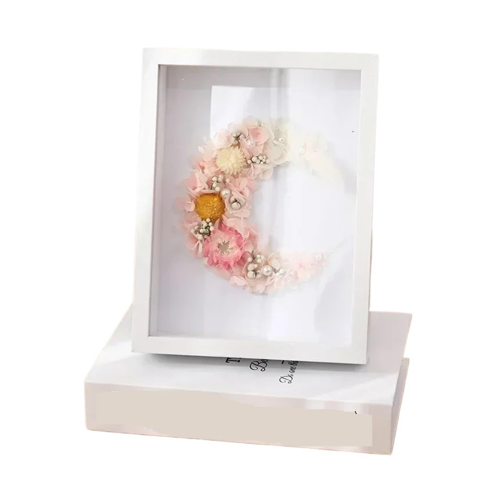 3D Shadow Box Wood Shadow Box Frame Deep 3d Photo Depth 3cm Specimens Holder for Dried Flower Picture Shell DIY Home Decor(White,10inch (25x25cm))