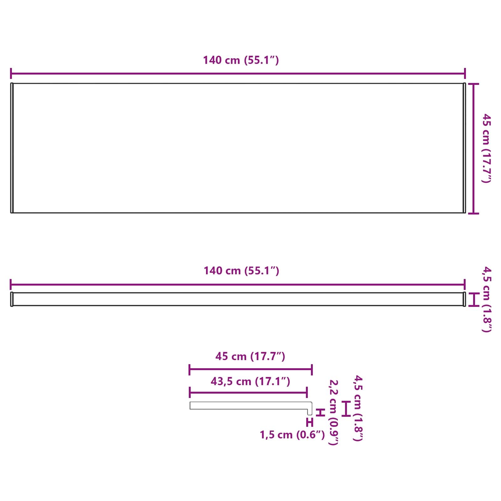 vidaXL Parapet okienny Biały 140 x 45 x 4,5 cm PVC