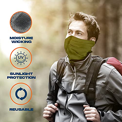 Armoray Face Mask Washable & Reusable Balaclava Neck Gaiter - Sun Protection Bandana Scarf Masks For Men & Women Hiking Fishing (Army Green) #TOP1