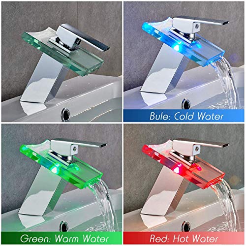 Mitigeur lavabo cascade LED pour éviter les risques de brûlure