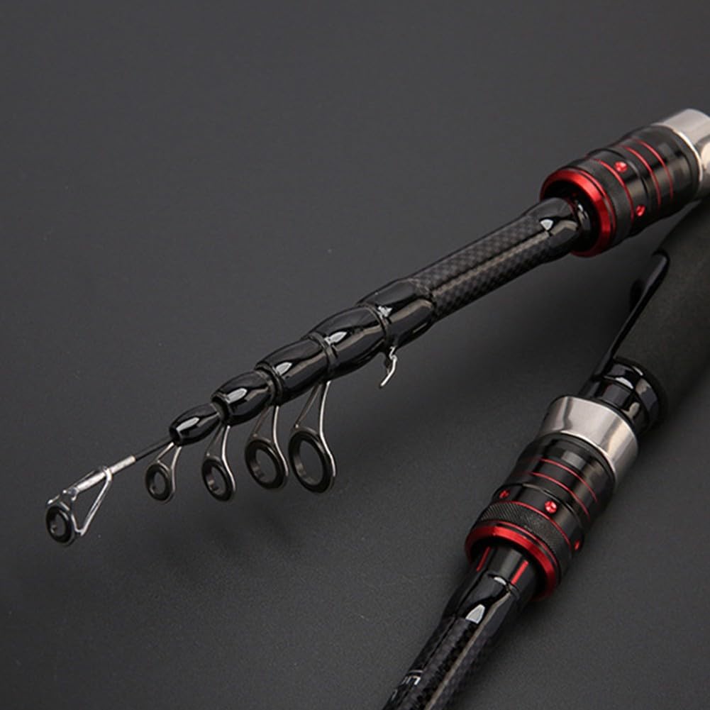 Caña de pescar telescópica de fibra de carbono elástica, ligera y portátil, ideal para pesca Luya Perch
