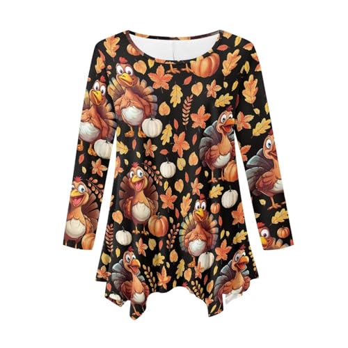 UNICEU Womens Plus Size Tops Casual Long Sleeve T-Shirt with Irregular Hem Pullover T Shirts