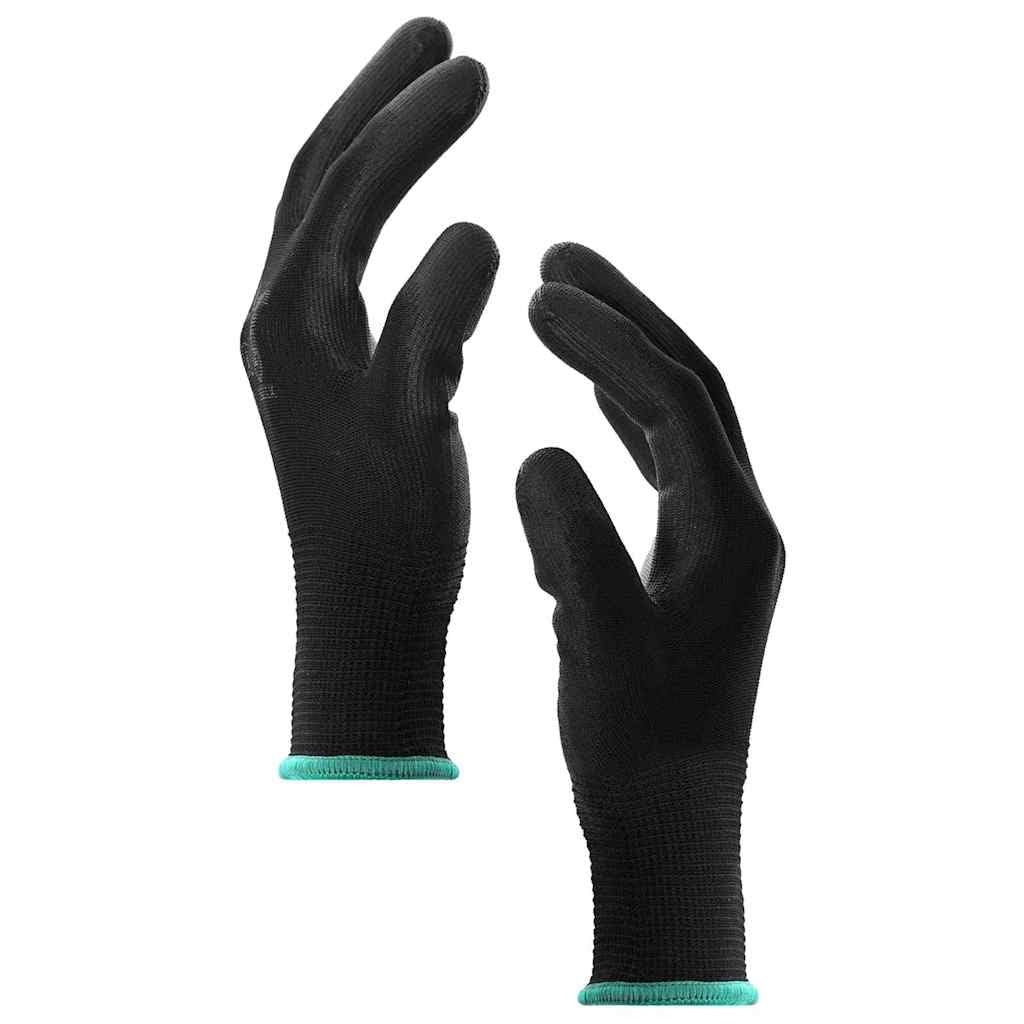 Arbeitshandschuhe 24 Stück Schwarz XXL Polyester rutschfest, abriebfest, vielseitig für Garten, Werkstatt, Industrie, Handwerk, Montage, Logistik und mechanische Aufgaben