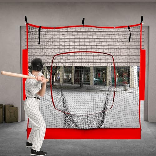 RoundFunny Hanging Baseball Net (Net Only) 7x7 ft Softball Practice Baseball Hitting Softball Pitching Replacement with Adjustable Straps for Garage Indoor Outdoor Backyard