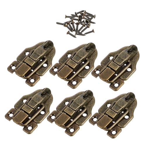 Image of DOITOOL 6pcs Vintage Duckbilled Hasp Lock Sturdy Metal Toggle Latch with Padlock Hole for Wooden Boxes Toolboxes and Jewelry Cases Versatile Decorative Clasp for Home and Travel