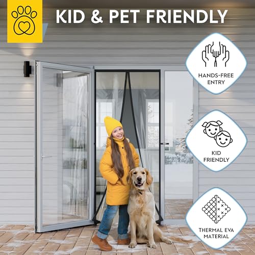 Image of AUGO Magnetic Thermal Insulated Door Curtain - Transparent EVA Door Cover for Winter- Keeps Warm Air in and Cold Air Out - Home Winterizing Products - Patent Pending Keep Open Feature - 34 x 81 Inch