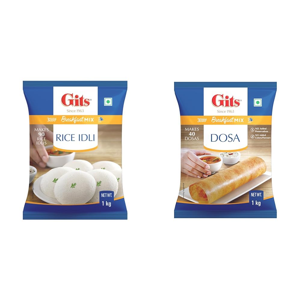 Gits Instant Rice Idli Breakfast Mix,Makes 90 Rice Idlis, Pure Veg, Authentic South Indian Breakfast + Gits Instant Rice Dosa Breakfast Mix, Makes 40 Dosas, Pure Veg, South Indian Breakfast Mix, 1Kg-image-48