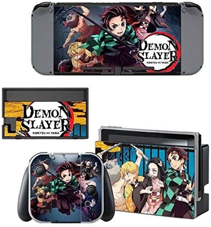 Demon Slayer Anime Decals Stickers Full Set Faceplate Skin for Nintendo Switch Console & Joy-con Controller & Dock Protection Kit by KALINDA MODI