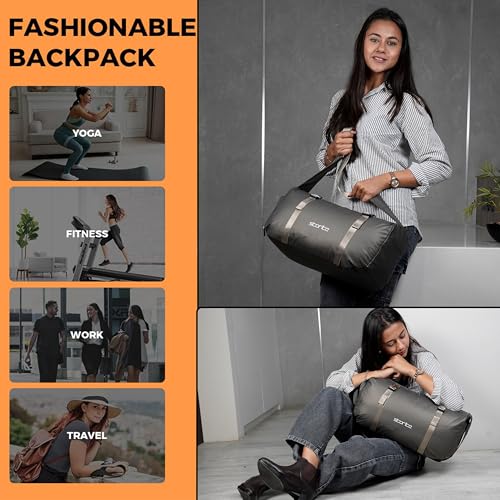 Image of Storite Travel Duffle Bag with Shoe Compartment, Shiny Grey, 43x22x18.5 cm