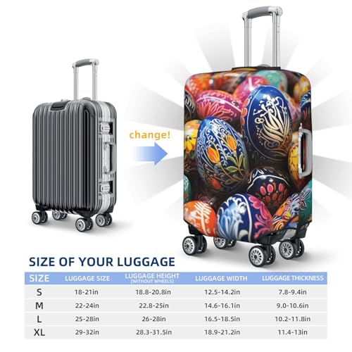 Travel Luggage Cover Colorful Hand Painted Easter Eggs Suitcase Protector Elastic Washable Stretch Suitcase Protector Anti-Scratch Travel Suitcase Cover Fit 18-32 Inch Luggage2