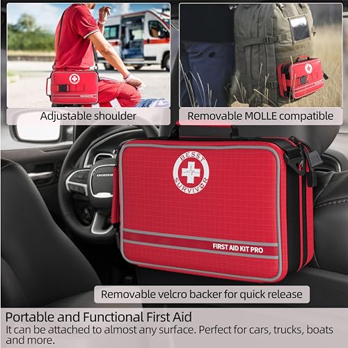 Upgrade Comprehensive First Aid Kits - Premium MOLLE System and Labeled Compartments Trauma Kits, Em