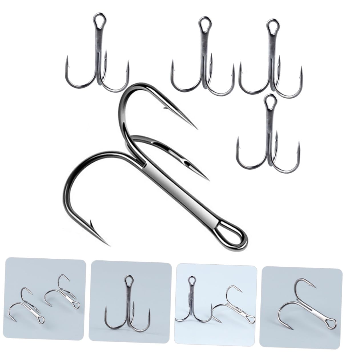 ORFOFE Anzuelos Triples Metálicos Pequeños para Pescar 5 Unidades Tamaño 12 Resistentes para Pesca Ríos Lagos y Estanques