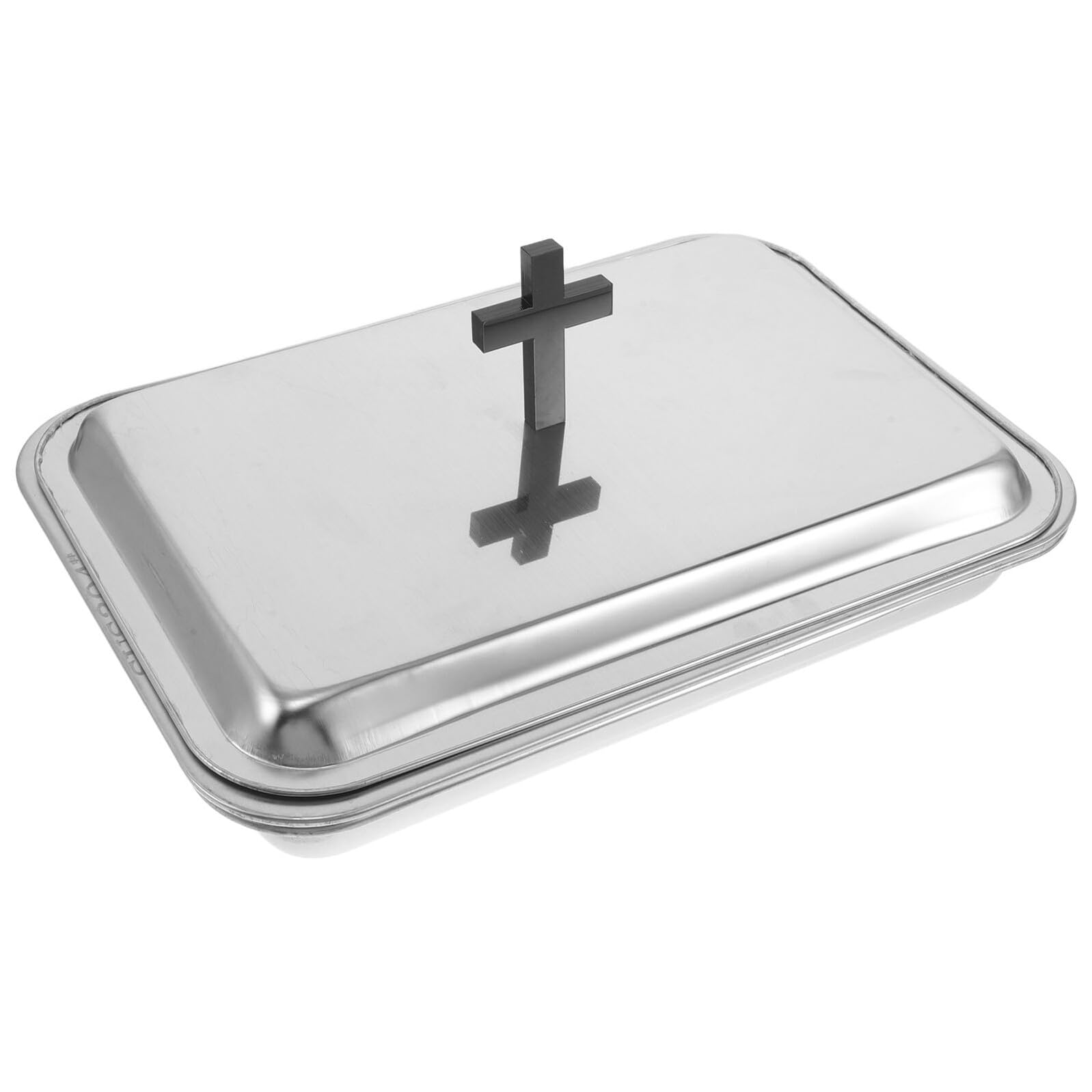Zerodeko Abendmahlsbecher Tablett aus Edelstahl 304 mit 40 Fach Halter und Deckel Kommunionstablett für Gottesdienst und Kirchlichen Gebrauch Rechteckiges Weinglashalter Serviertablett