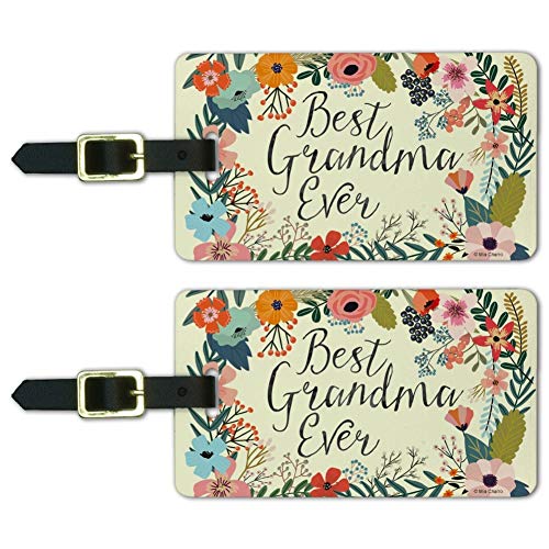 Best Grandma Ever Floral Luggage ID Tags Set of 2