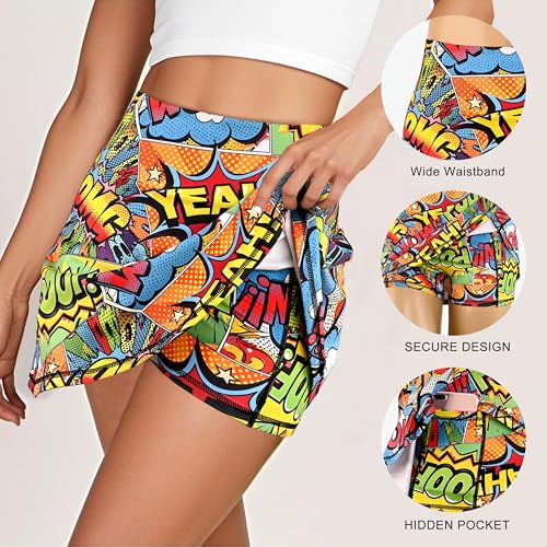 Women's Tennis Golf Skirts High Waisted with Pockets Inner Shorts for Athletic Skorts Workout Running Pickleball2