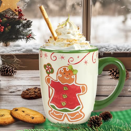 Certified International Holiday Magic Gingerbread 16 oz. Mugs, Set of 4