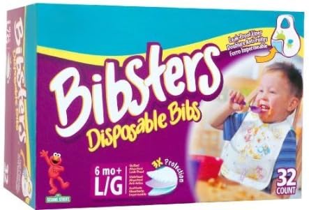 Pampers large Bibsters with Stay-Open Pocket and Leakproof Liner, Sesame Street characters, 32-Count