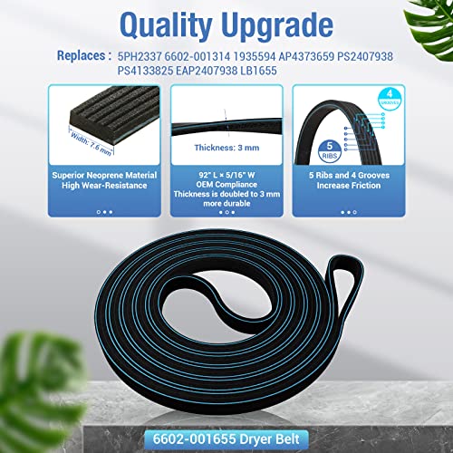 Upgraded Dryer Repair Kit For Dc97-16782A Samsung Dryer Roller Replacement Kit, 6602-001655/5Ph2337 Dryer Belt, Dc93-00634A Dryer Idler Pulley, Replacement For Samsung Dryer Parts (Figures 6 And 7) #TOP2
