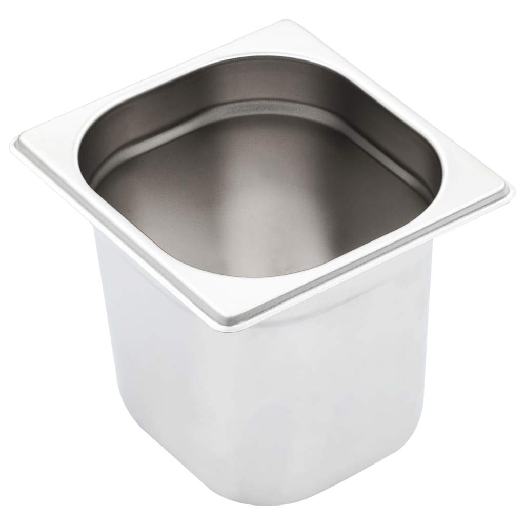 Bandejas Gastronorm 8 Unidades GN 1/6 150 mm Acero Inoxidable Plateado,50908