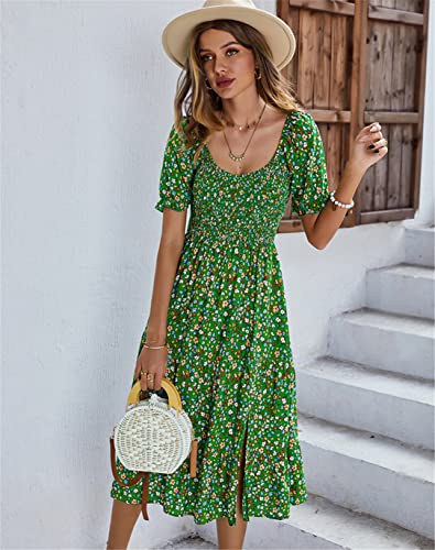 Robe d'été taille haute fluide et légère imprimé floral L - 4