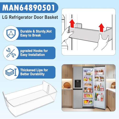 Image of UPGRADED MAN64890501 Refrigerator Door Bin Replacement,Compatible with LG Refrigerator Door Shelf Parts LHSXS2706S LRSOS2706S LRSXS2706W,For Kenmore Refrigerator Parts Door Basket 64890501