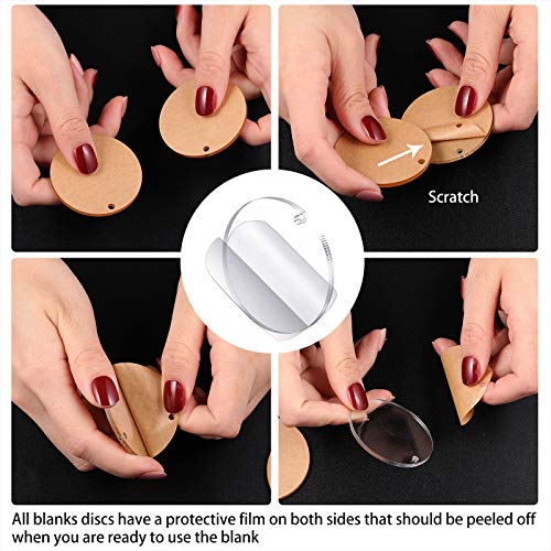 90 Pieces Acrylic Transparent Circle Blanks Set, 15 Pieces Transparent Acrylic Circle Discs,15 Pieces Hexagon Discs with Circle Key Chains and Keyrings for DIY Projects and Crafts