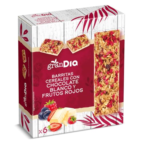 Barritas de cereales con chocolate blanco y frutos rojos Gran Dia caja 138 g