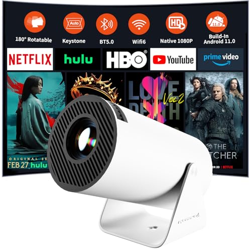Image of Mini Portable Projector with WiFi 6 & Bluetooth 5.0, 1080P Full HD 4K Supported, Android 11 Smart Home Theater Projector with Auto Keystone, Compatible with Phone/Laptop/TV Stick