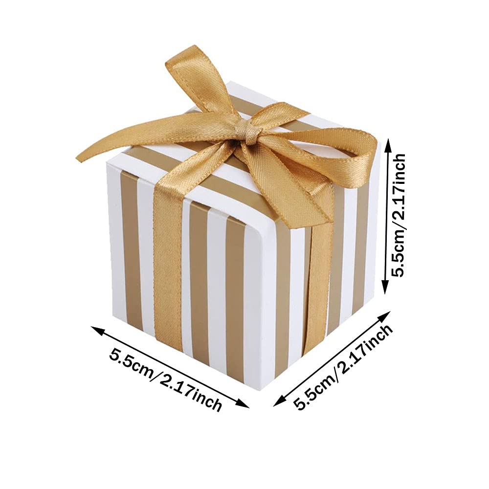 40 Stück Papier-Geschenkboxen – Kissenform, Mit Goldband – Für Süßigkeiten, Hochzeit, Party